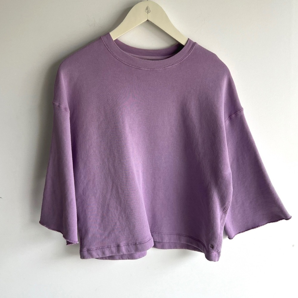 Bellerose Lavender Cotton Boxy Cropped Sweatshirt Wide Sleeve Size 1 Purple - Picture 4 of 10
